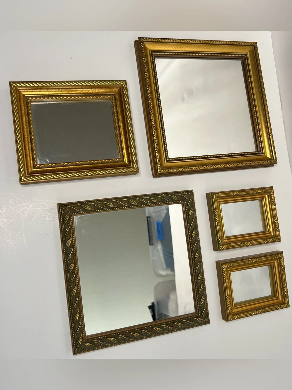 Vintage Gold Framed Decorative Mirrors Set of 5